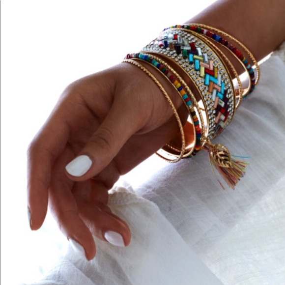 COLORÉ • Rhinestone/Beads Tassel 7 Bracelets - Picture 2 of 3